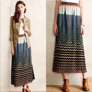 Anthropologie Maeve Pluma Maxi Skirt Side Slit Med